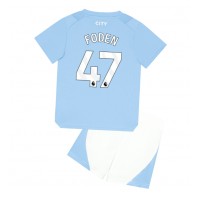 Manchester City Phil Foden #47 Heimtrikotsatz Kinder 2023-24 Kurzarm (+ Kurze Hosen)